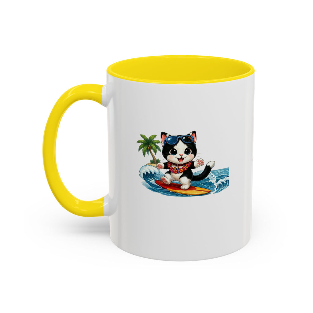 Surfing Cat Summer Coffee Mug | Cute Beach Cat Mug | Cowmeow & Co