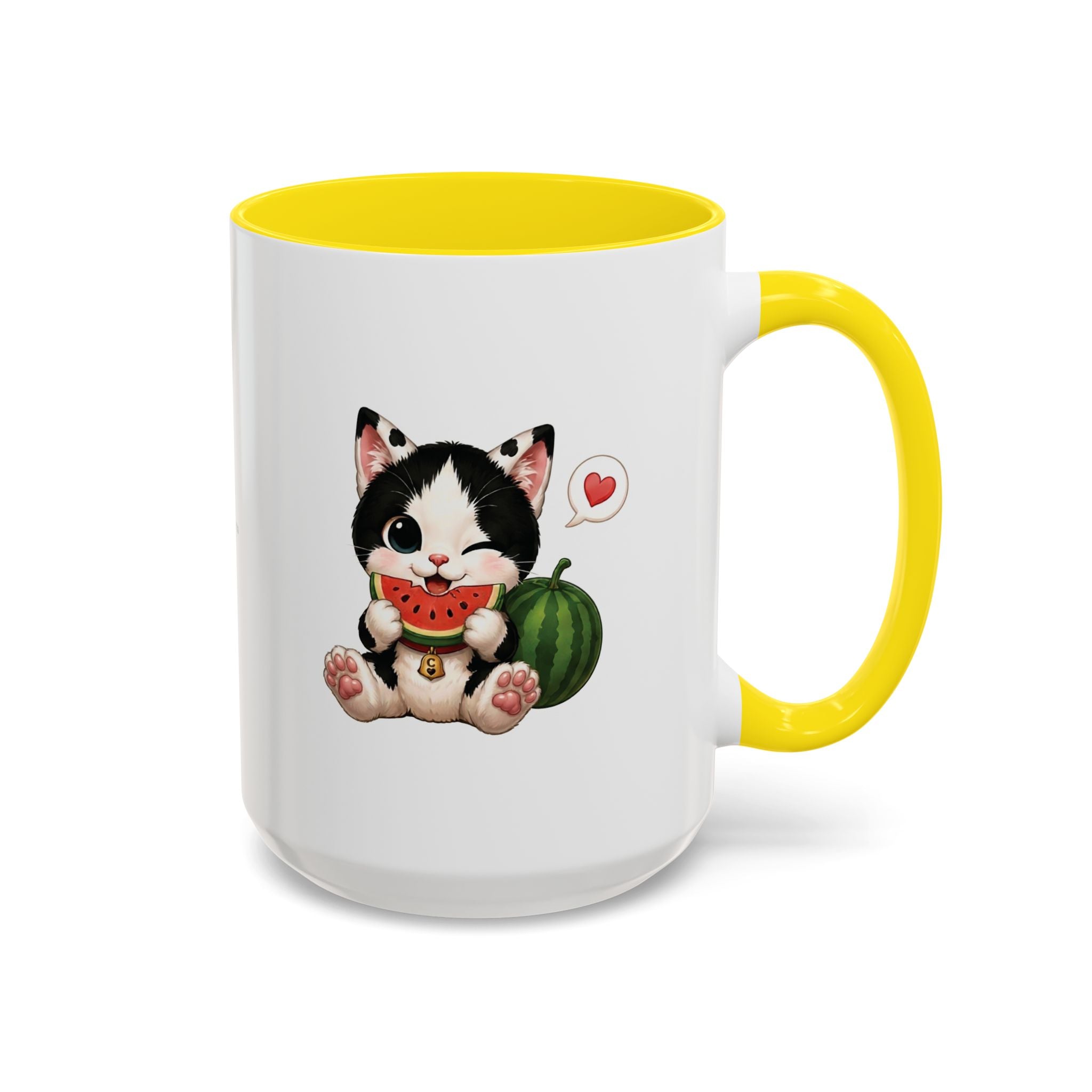 Watermelon Cat Mug | Cute Tuxedo Cat Coffee Mug | Cowmeow