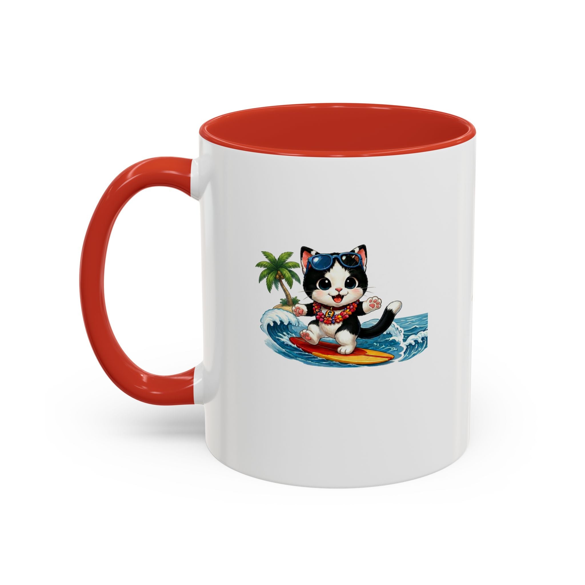 Surfing Cat Summer Coffee Mug | Cute Beach Cat Mug | Cowmeow & Co
