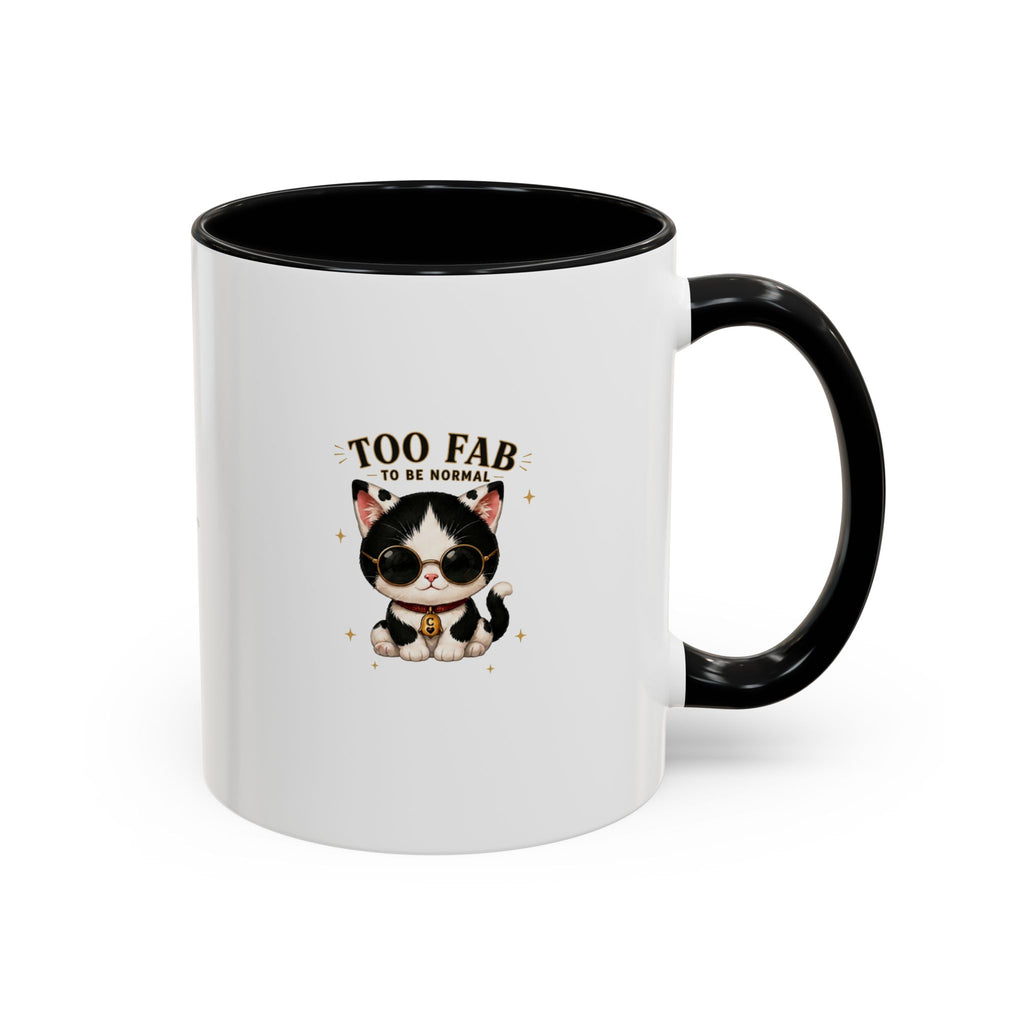 "Too Fab to be Normal Cat Mug | Funny Tuxedo Cat Coffee Mug | Cowmeow & Co"