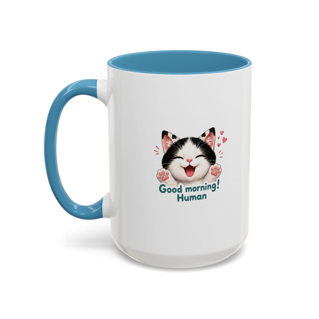 Good Morning, Human! —  Cute Tuxedo Cat Coffee Mug, Cowmeow & Co