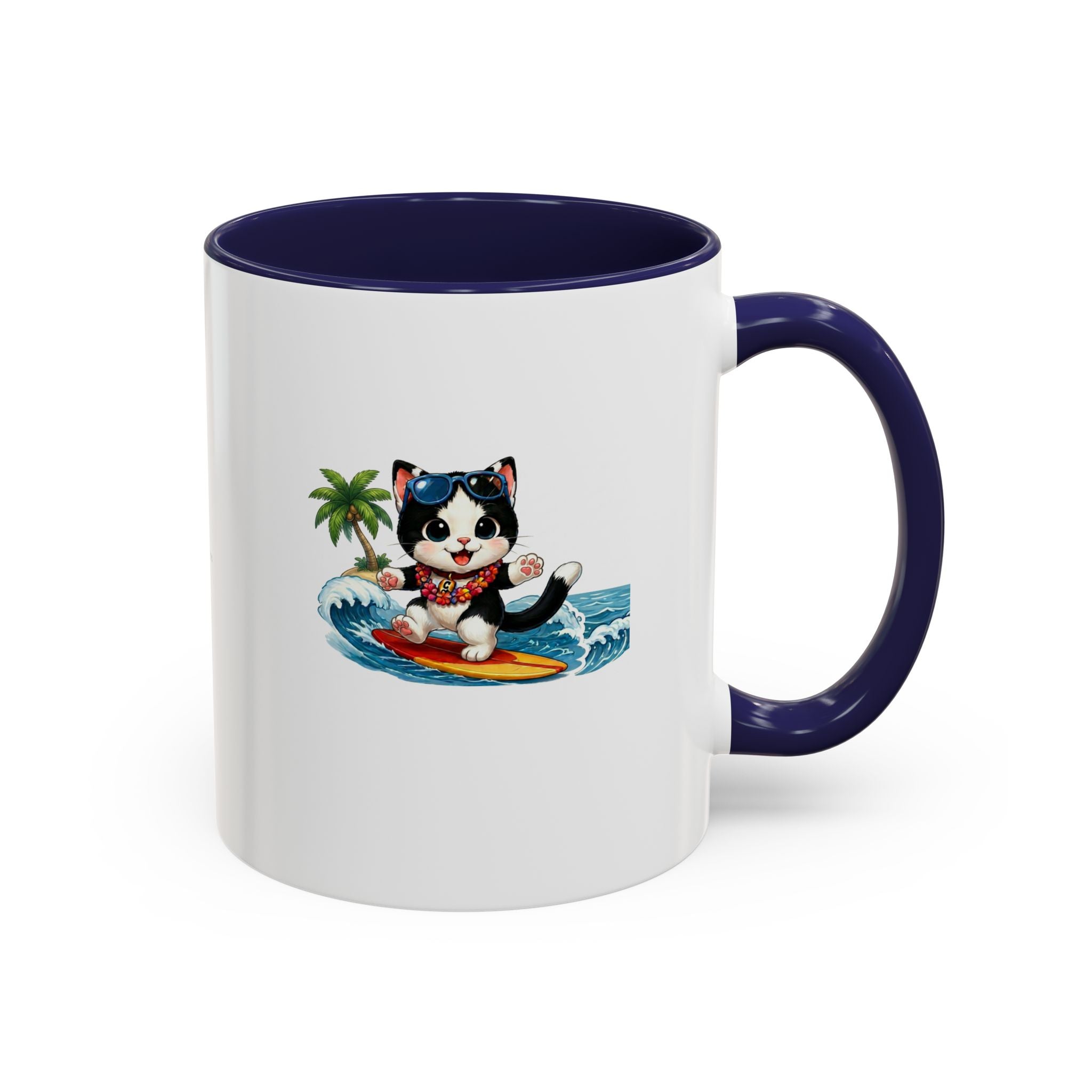 Surfing Cat Summer Coffee Mug | Cute Beach Cat Mug | Cowmeow & Co