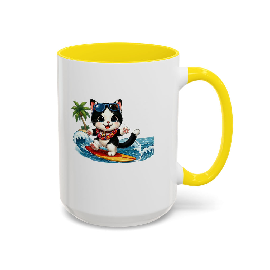 Surfing Cat Summer Coffee Mug | Cute Beach Cat Mug | Cowmeow & Co