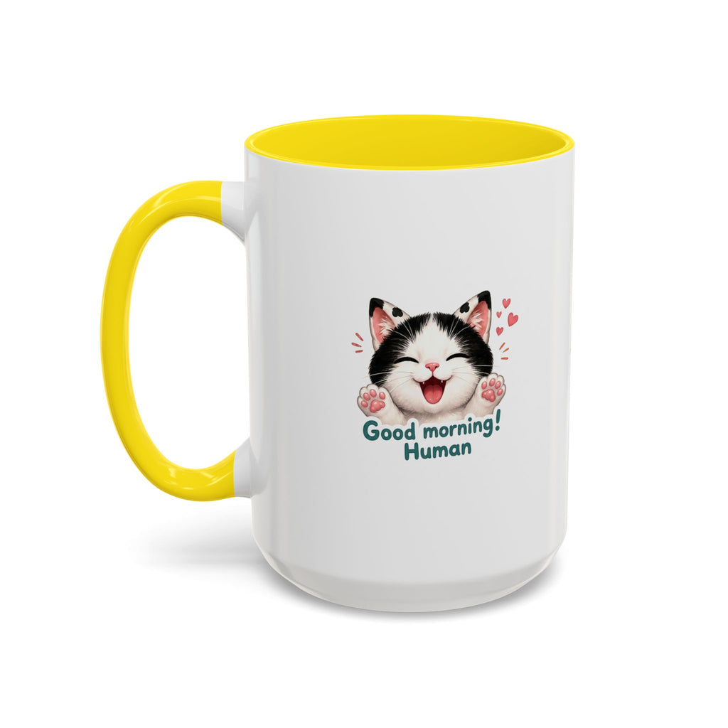 Good Morning, Human! —  Cute Tuxedo Cat Coffee Mug, Cowmeow & Co