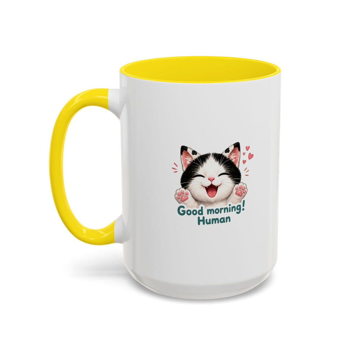 Good Morning, Human! —  Cute Tuxedo Cat Coffee Mug, Cowmeow & Co