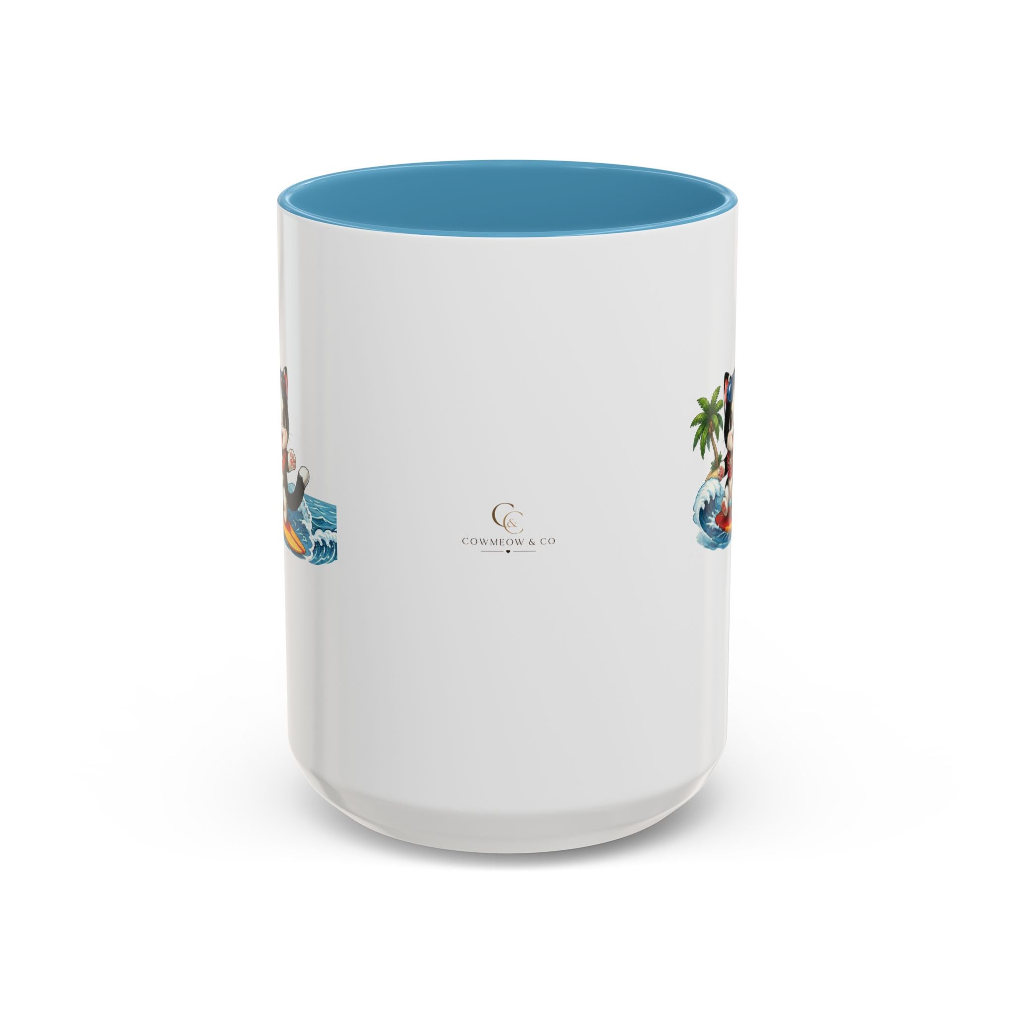 Surfing Cat Summer Coffee Mug | Cute Beach Cat Mug | Cowmeow & Co