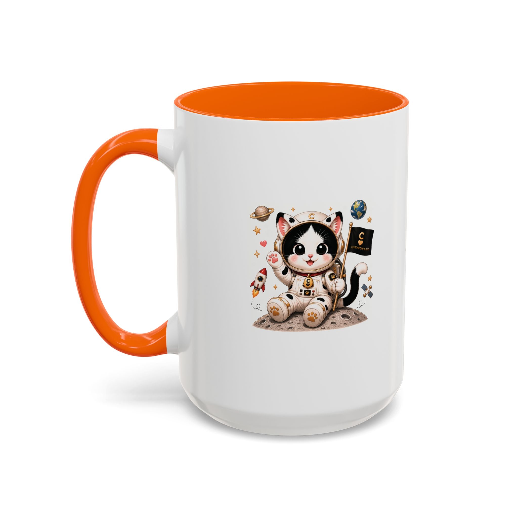 Astronaut Cowmeow Mug, Cute Tuxedo Cat, Space Coffee Mug, CowmeowandCo