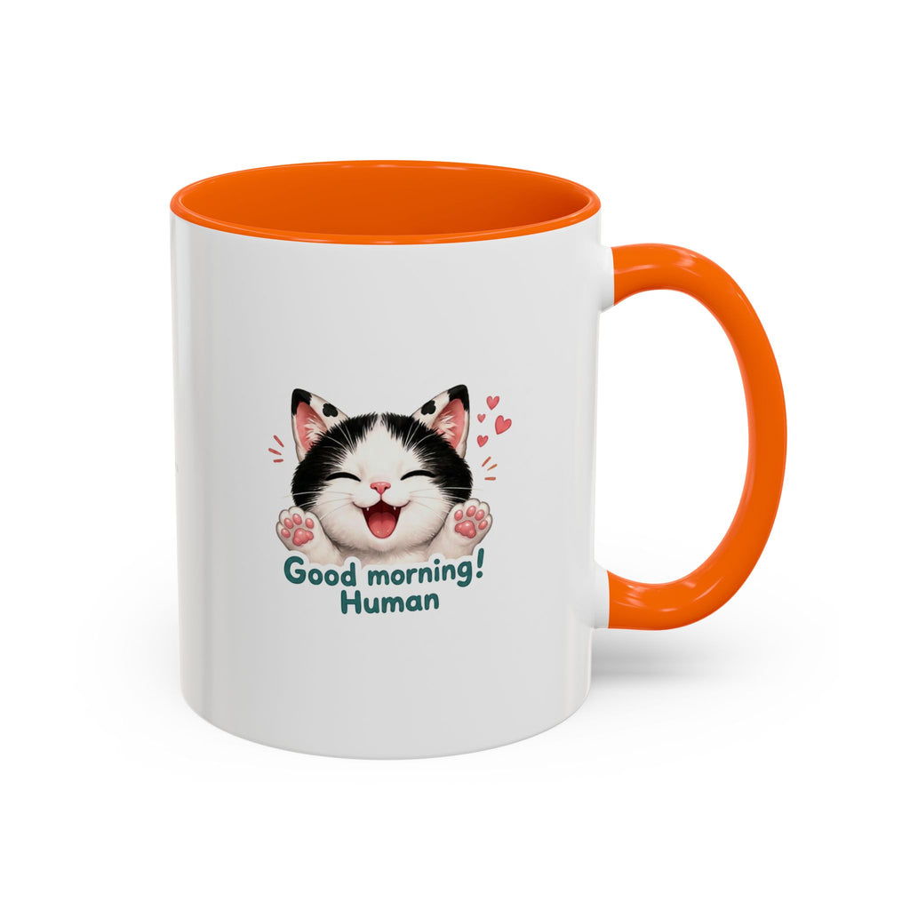 Good Morning, Human! —  Cute Tuxedo Cat Coffee Mug, Cowmeow & Co
