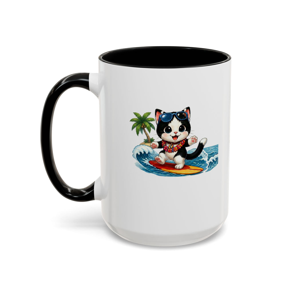 Surfing Cat Summer Coffee Mug | Cute Beach Cat Mug | Cowmeow & Co