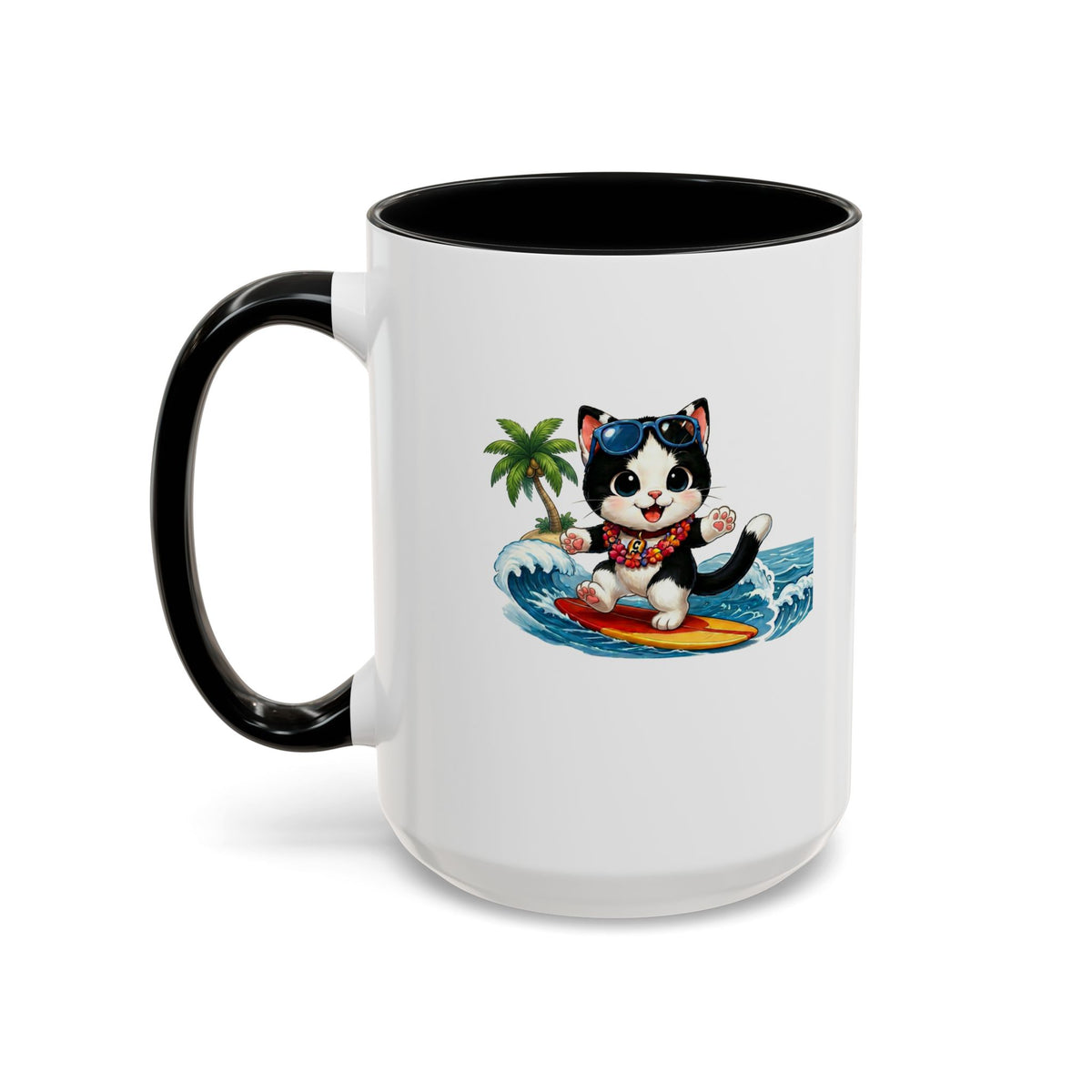 Surfing Cat Summer Coffee Mug | Cute Beach Cat Mug | Cowmeow & Co