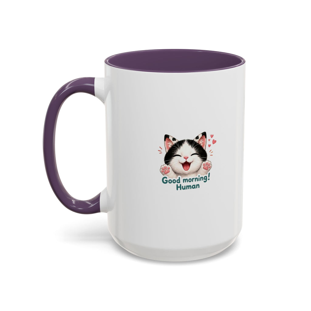 Good Morning, Human! —  Cute Tuxedo Cat Coffee Mug, Cowmeow & Co