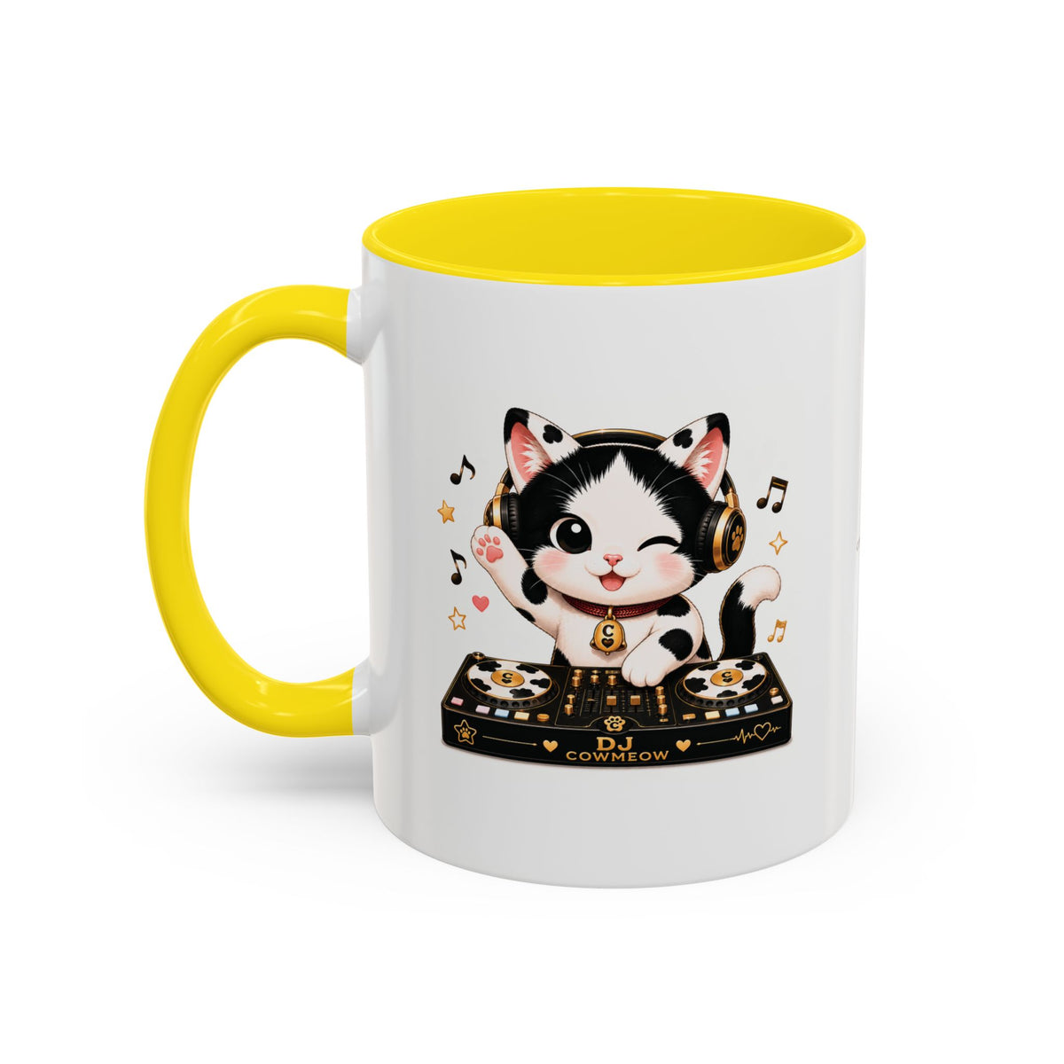 DJ Cat Coffee Mug | Funny Tuxedo Cat Gift | Cowmeow & Co