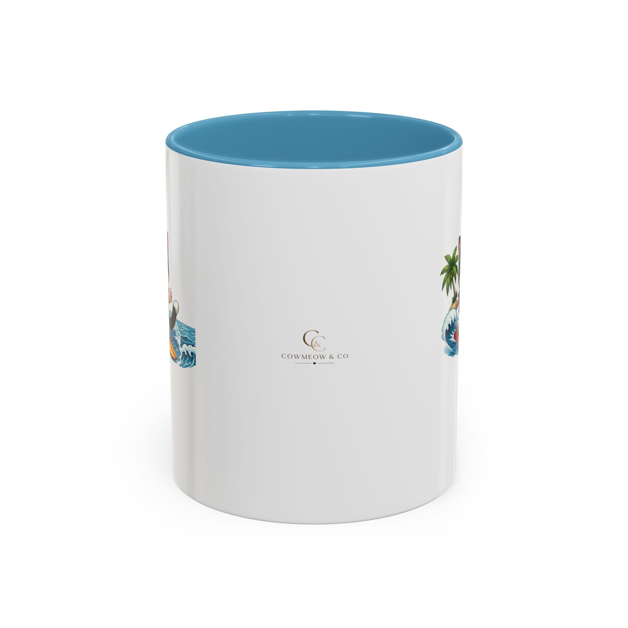 Surfing Cat Summer Coffee Mug | Cute Beach Cat Mug | Cowmeow & Co