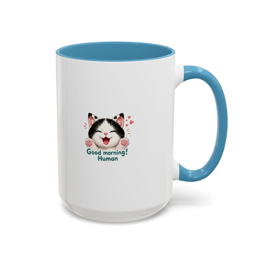 Good Morning, Human! —  Cute Tuxedo Cat Coffee Mug, Cowmeow & Co