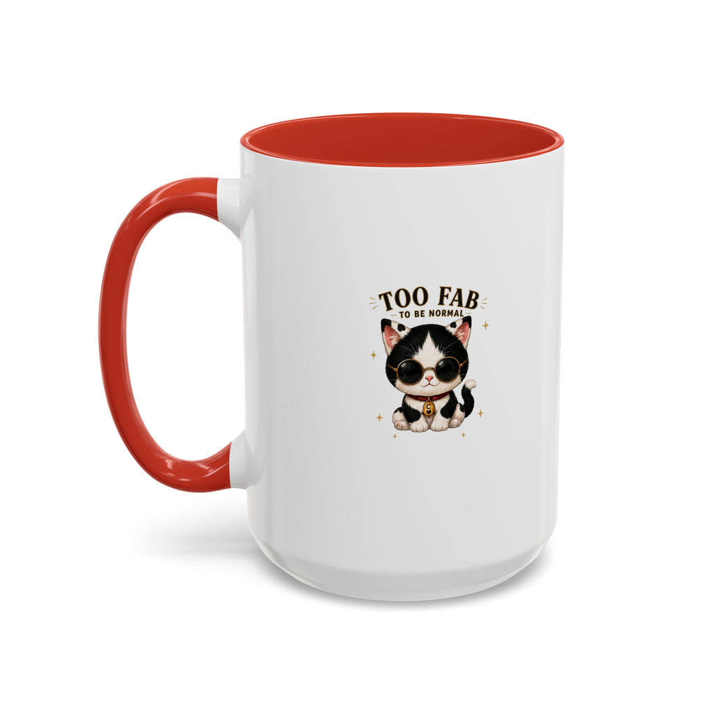 "Too Fab to be Normal Cat Mug | Funny Tuxedo Cat Coffee Mug | Cowmeow & Co"