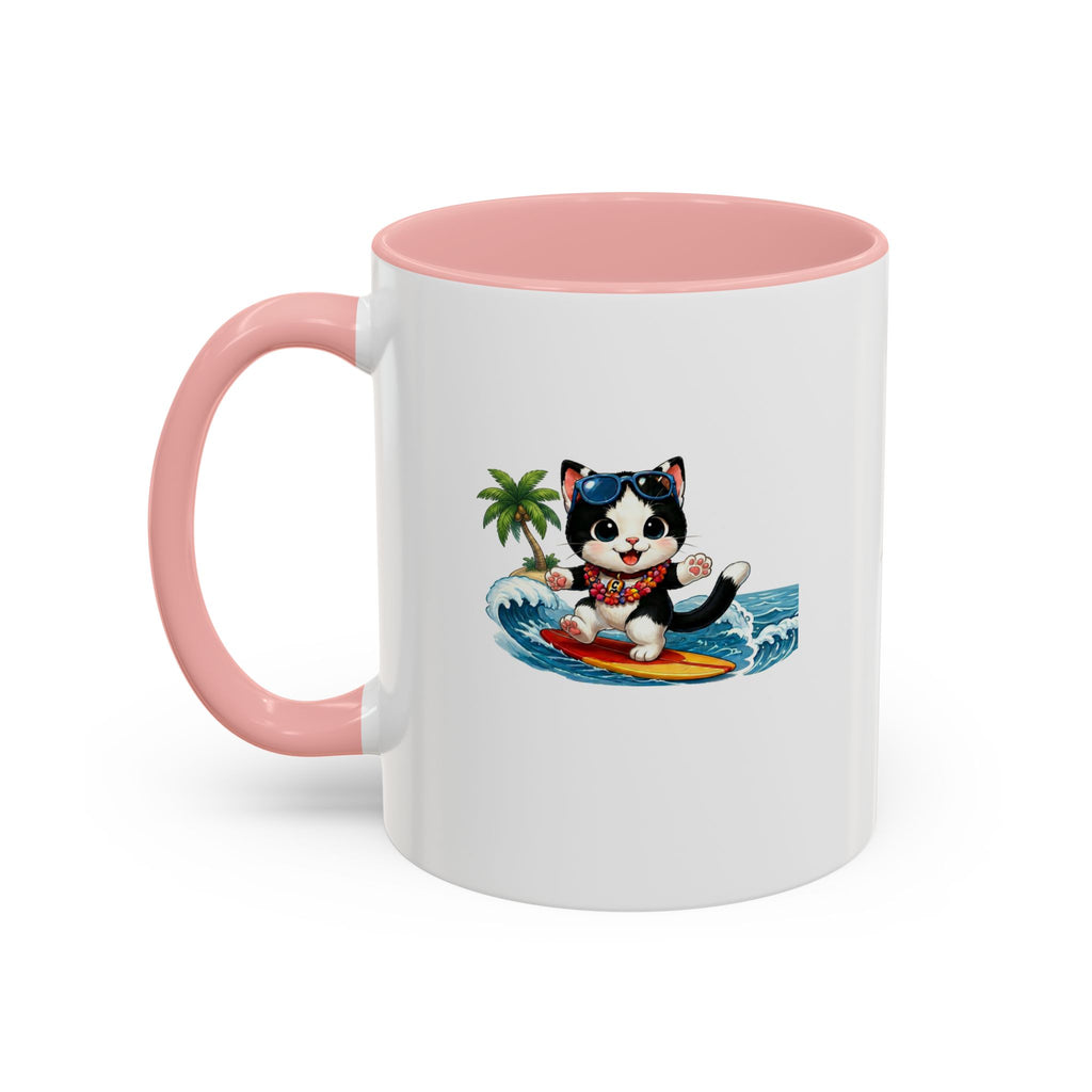 Surfing Cat Summer Coffee Mug | Cute Beach Cat Mug | Cowmeow & Co