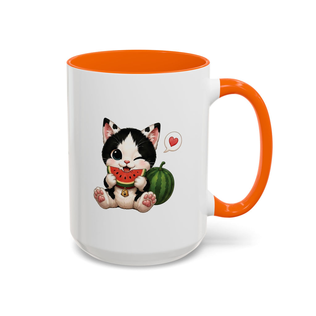 Watermelon Cat Mug | Cute Tuxedo Cat Coffee Mug | Cowmeow