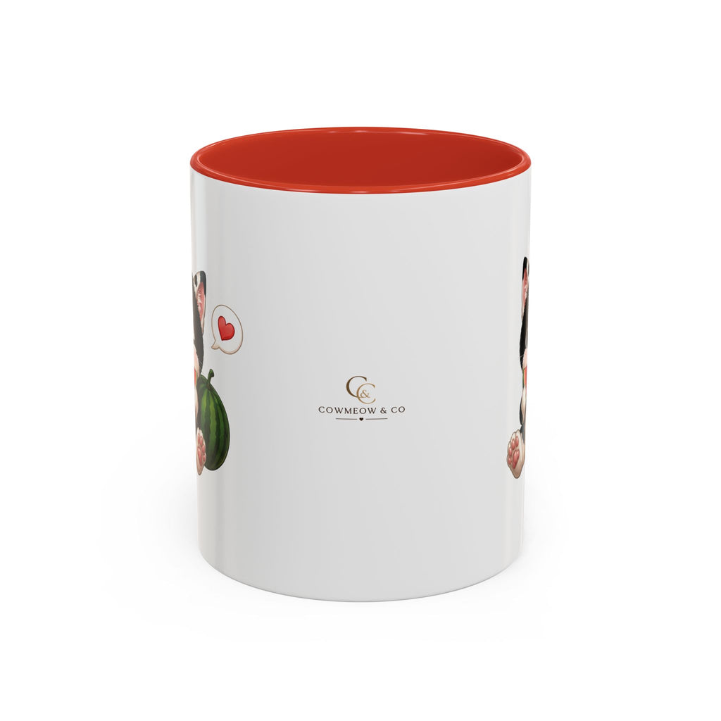 Watermelon Cat Mug | Cute Tuxedo Cat Coffee Mug | Cowmeow