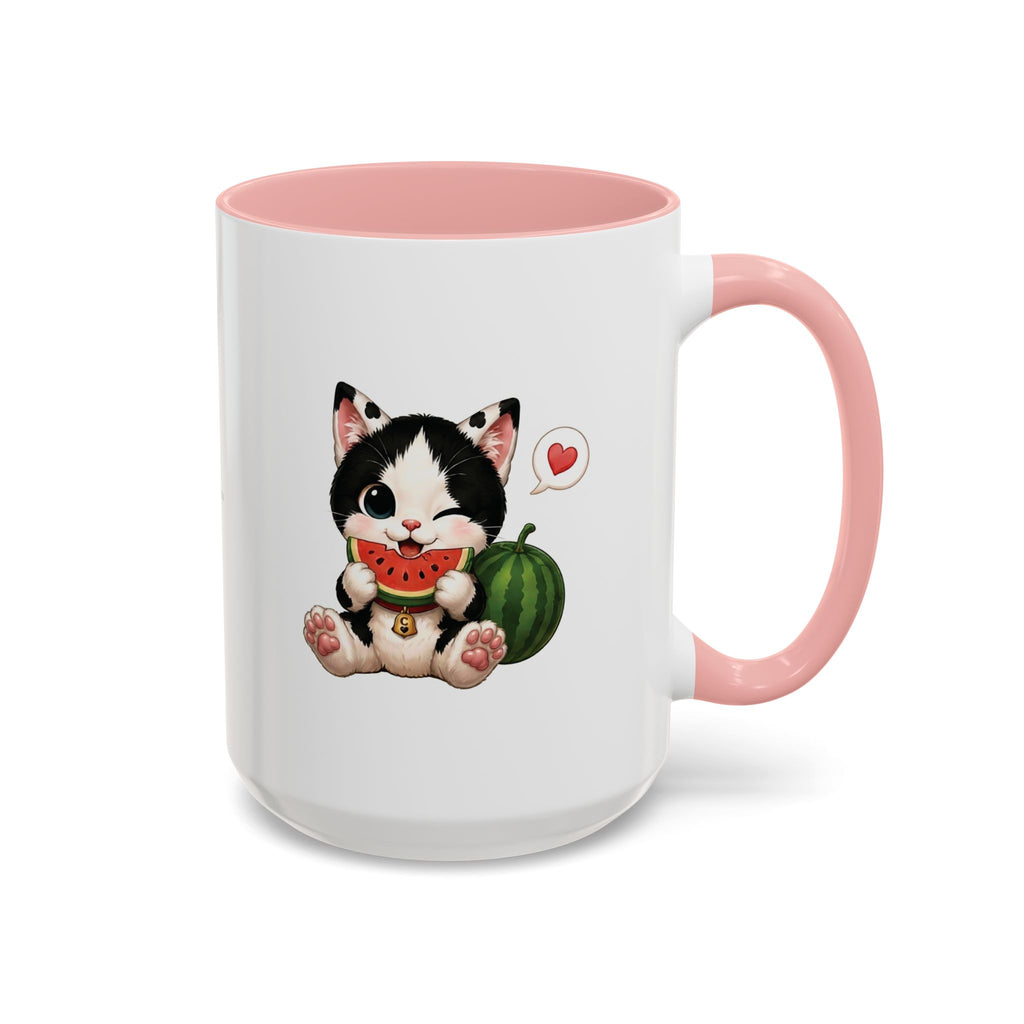 Watermelon Cat Mug | Cute Tuxedo Cat Coffee Mug | Cowmeow