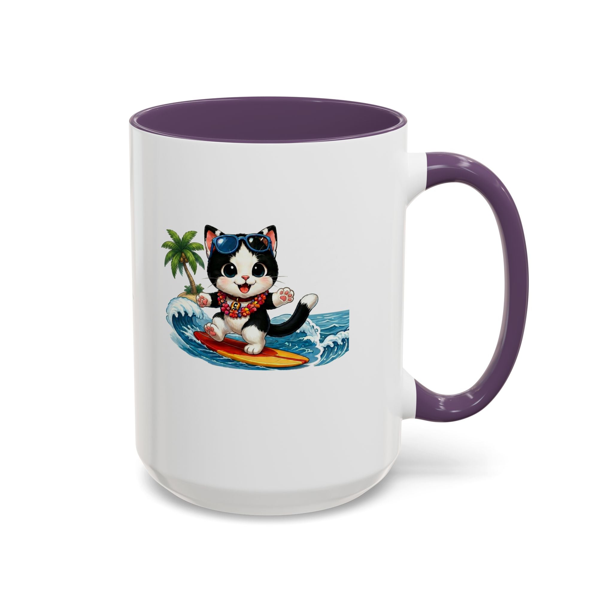 Surfing Cat Summer Coffee Mug | Cute Beach Cat Mug | Cowmeow & Co