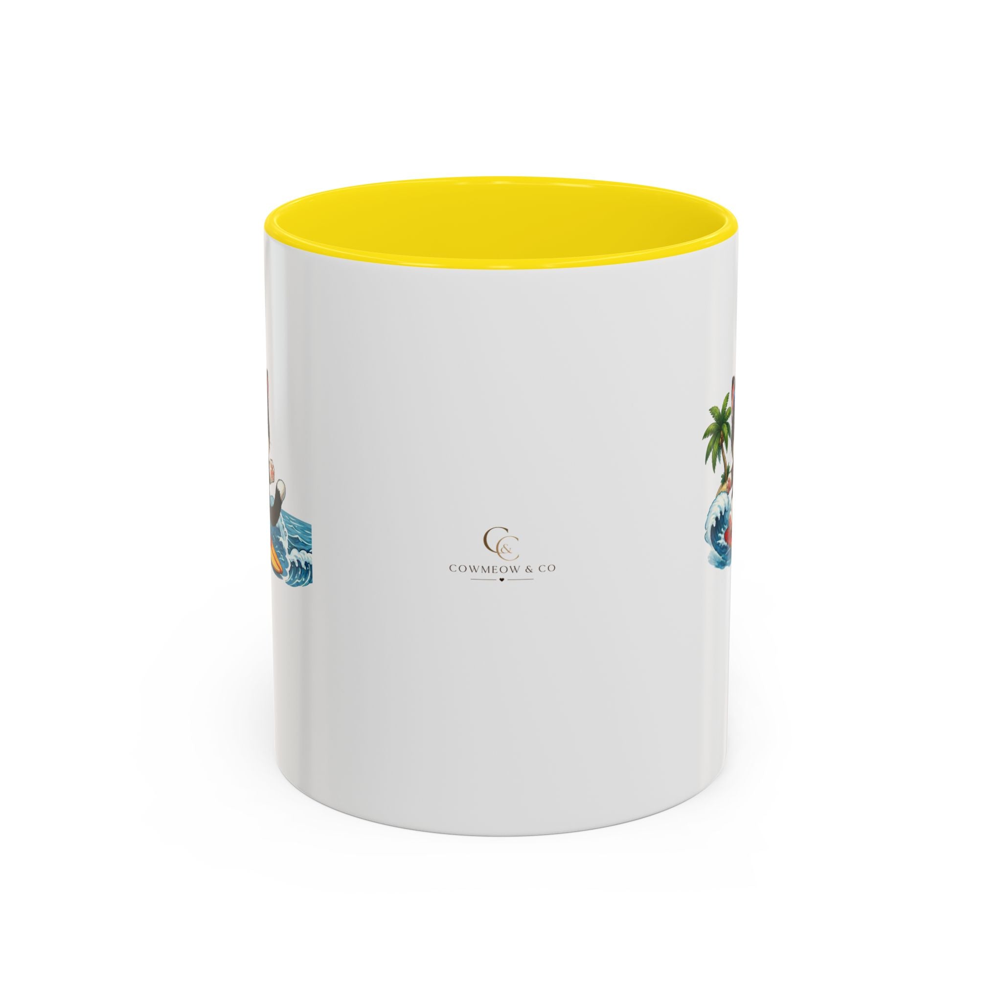 Surfing Cat Summer Coffee Mug | Cute Beach Cat Mug | Cowmeow & Co