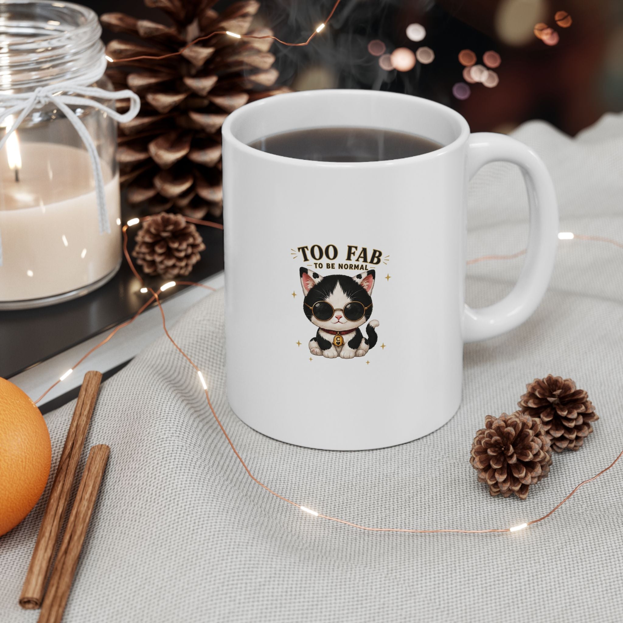 Too Fab Cat Mug |  Cute Tuxedo Cat Coffee Mug | Cowmeow & Co"