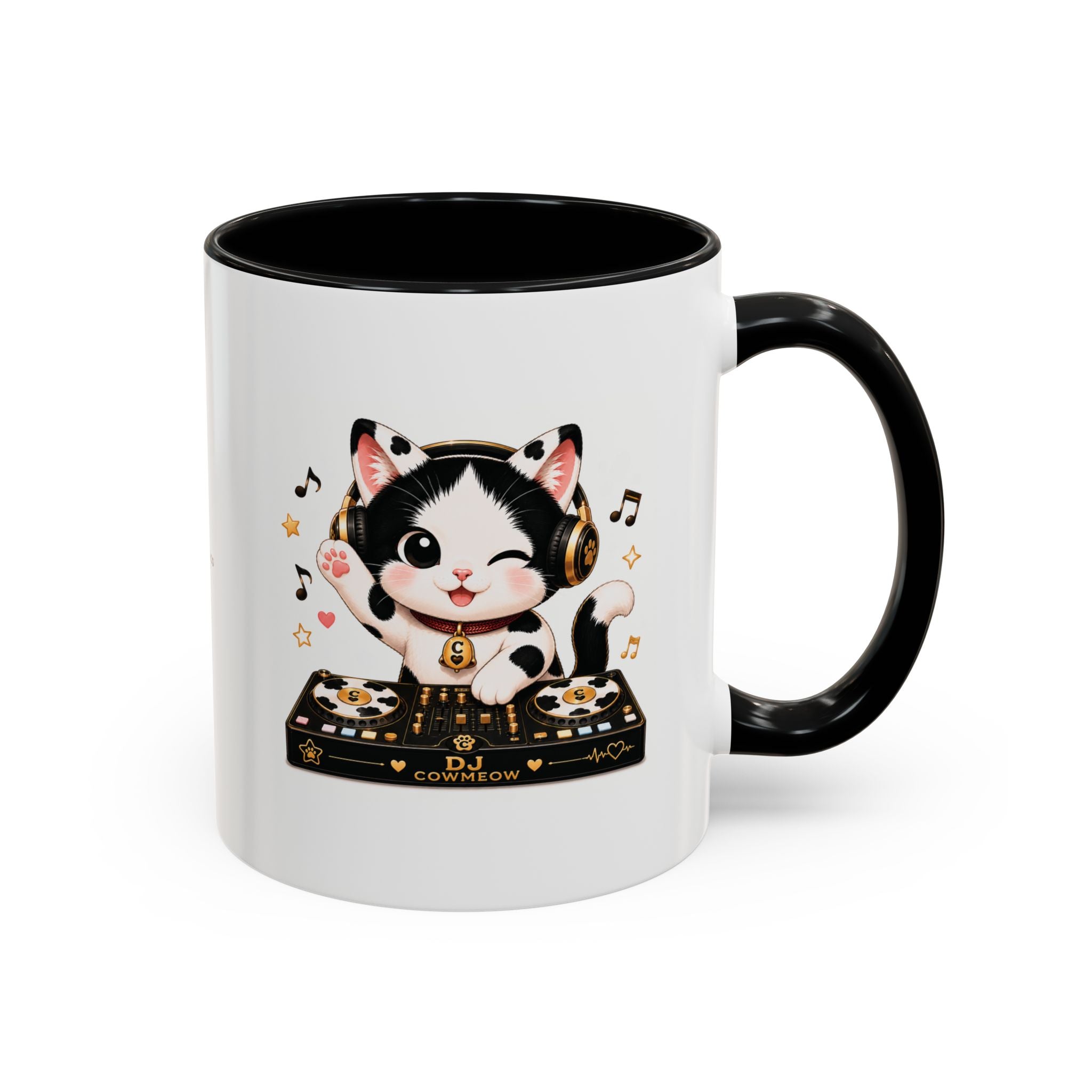 DJ Cat Coffee Mug | Funny Tuxedo Cat Gift | Cowmeow & Co