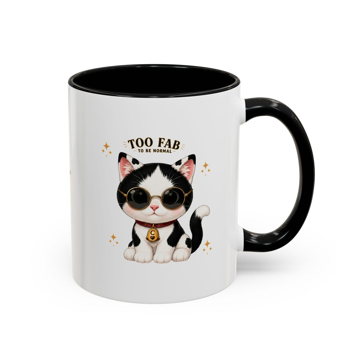 "Too Fab to be Normal Cat Mug | Funny Tuxedo Cat Coffee Mug | Cowmeow & Co"
