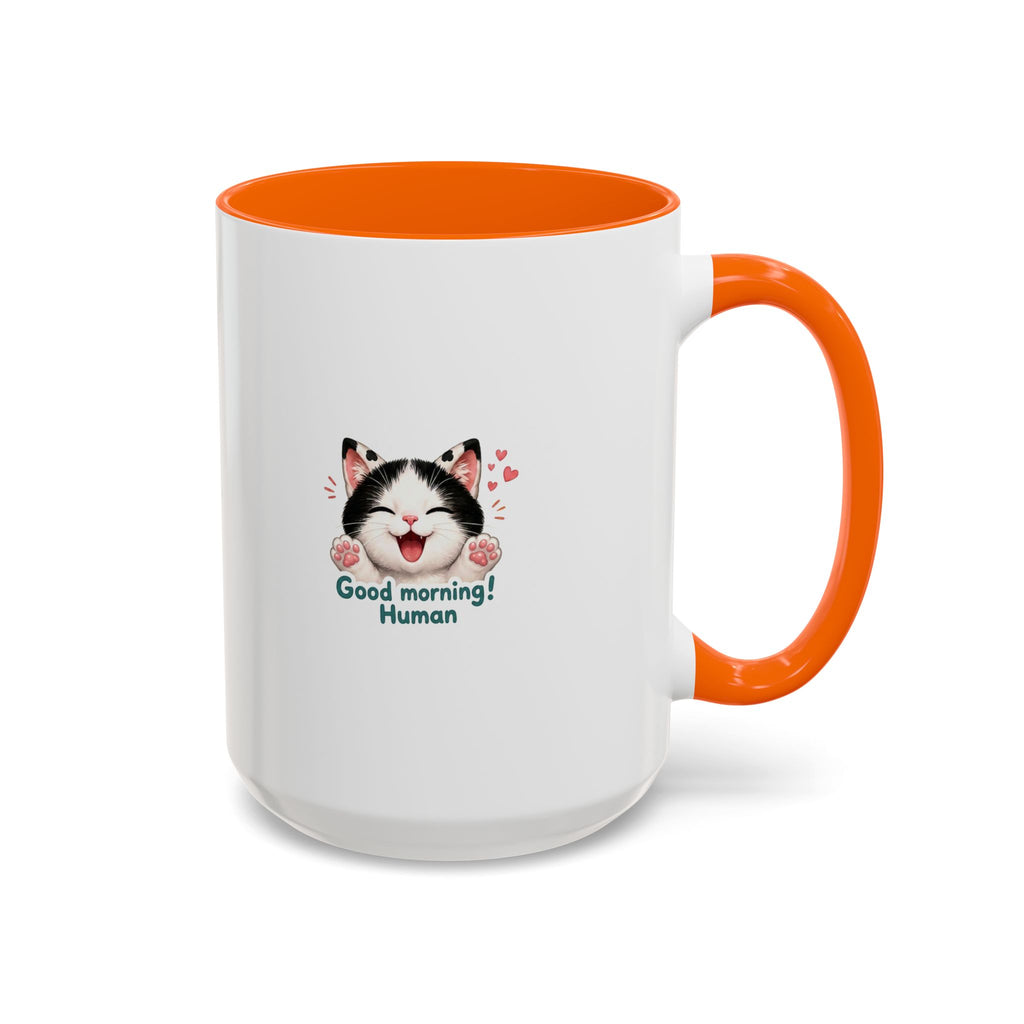 Good Morning, Human! —  Cute Tuxedo Cat Coffee Mug, Cowmeow & Co