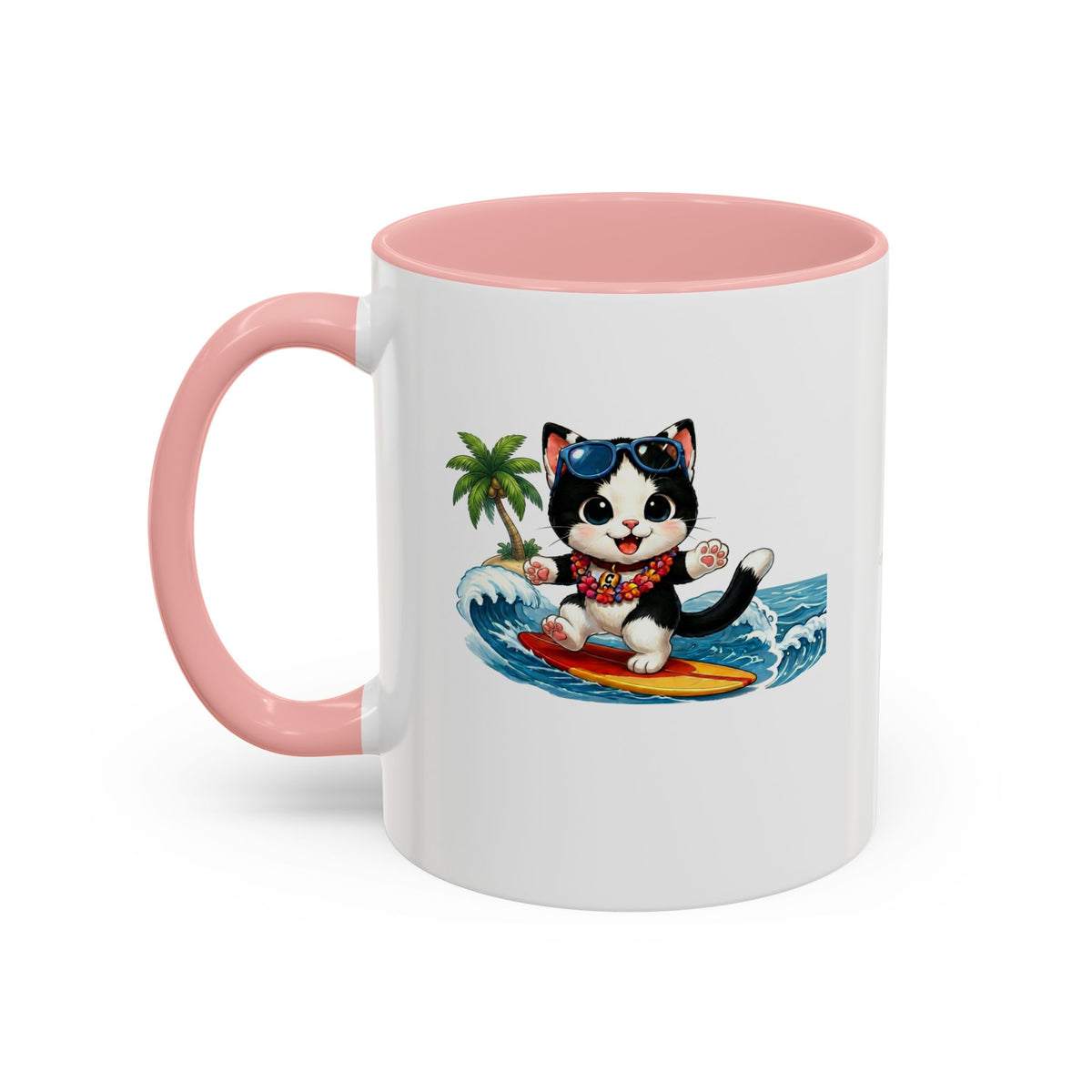 Surfing Cat Summer Coffee Mug | Cute Beach Cat Mug | Cowmeow & Co