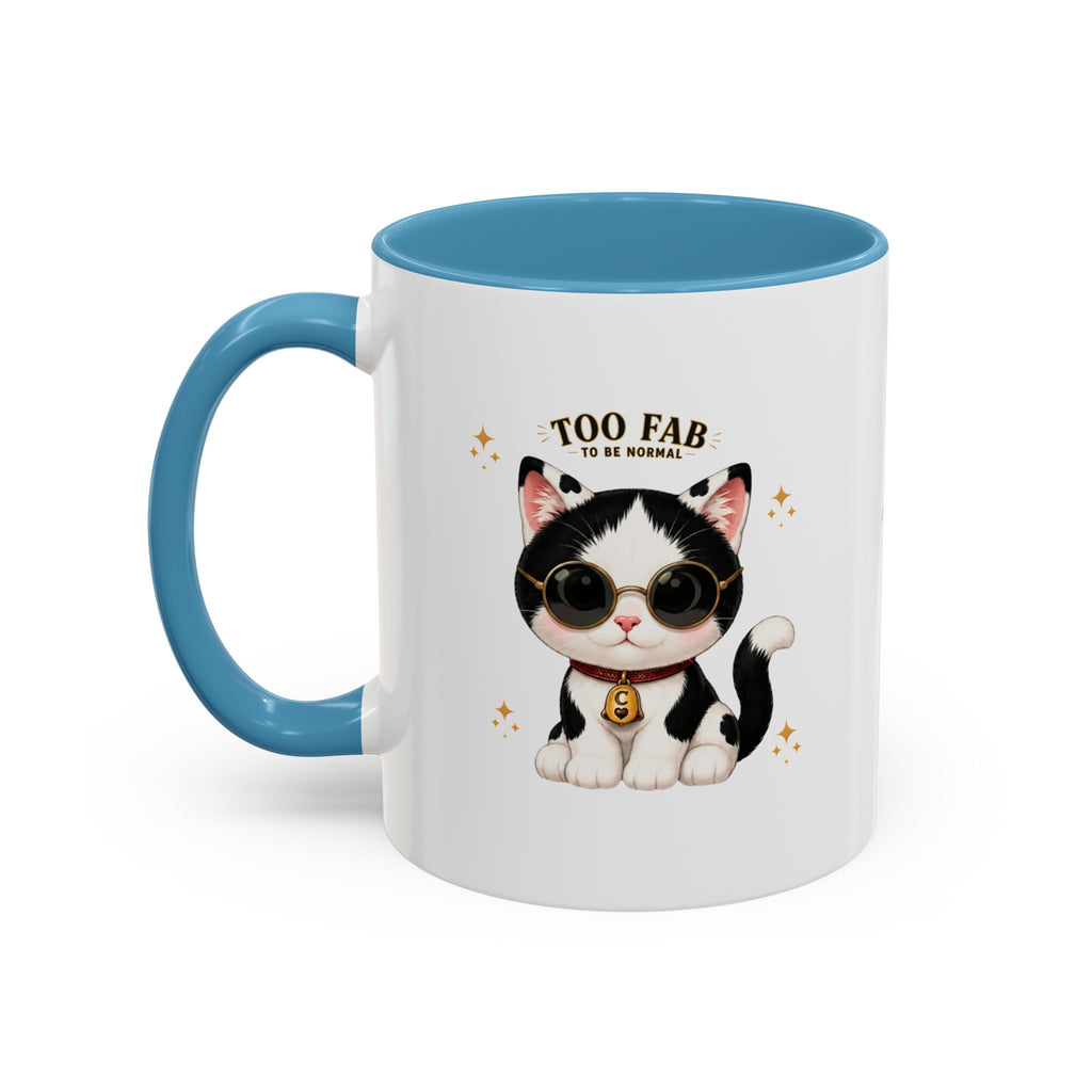 "Too Fab to be Normal Cat Mug | Funny Tuxedo Cat Coffee Mug | Cowmeow & Co"