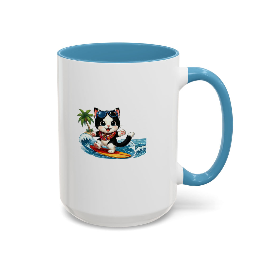Surfing Cat Summer Coffee Mug | Cute Beach Cat Mug | Cowmeow & Co