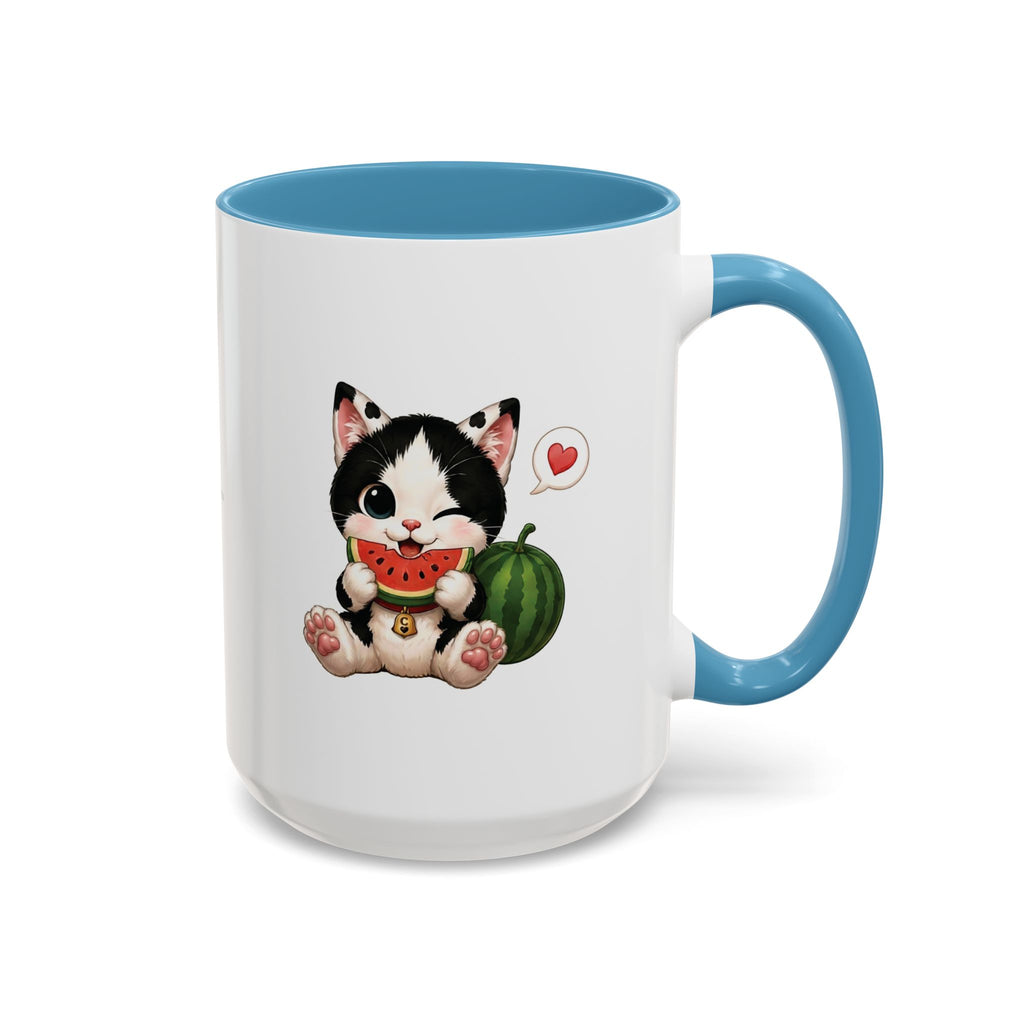 Watermelon Cat Mug | Cute Tuxedo Cat Coffee Mug | Cowmeow