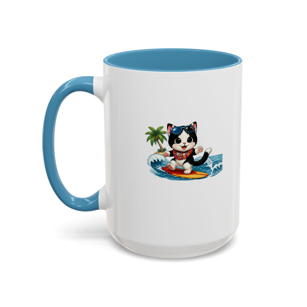 Surfing Cat Summer Coffee Mug | Cute Beach Cat Mug | Cowmeow & Co