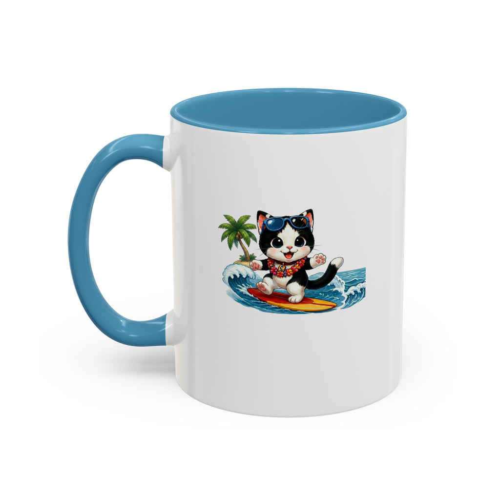 Surfing Cat Summer Coffee Mug | Cute Beach Cat Mug | Cowmeow & Co