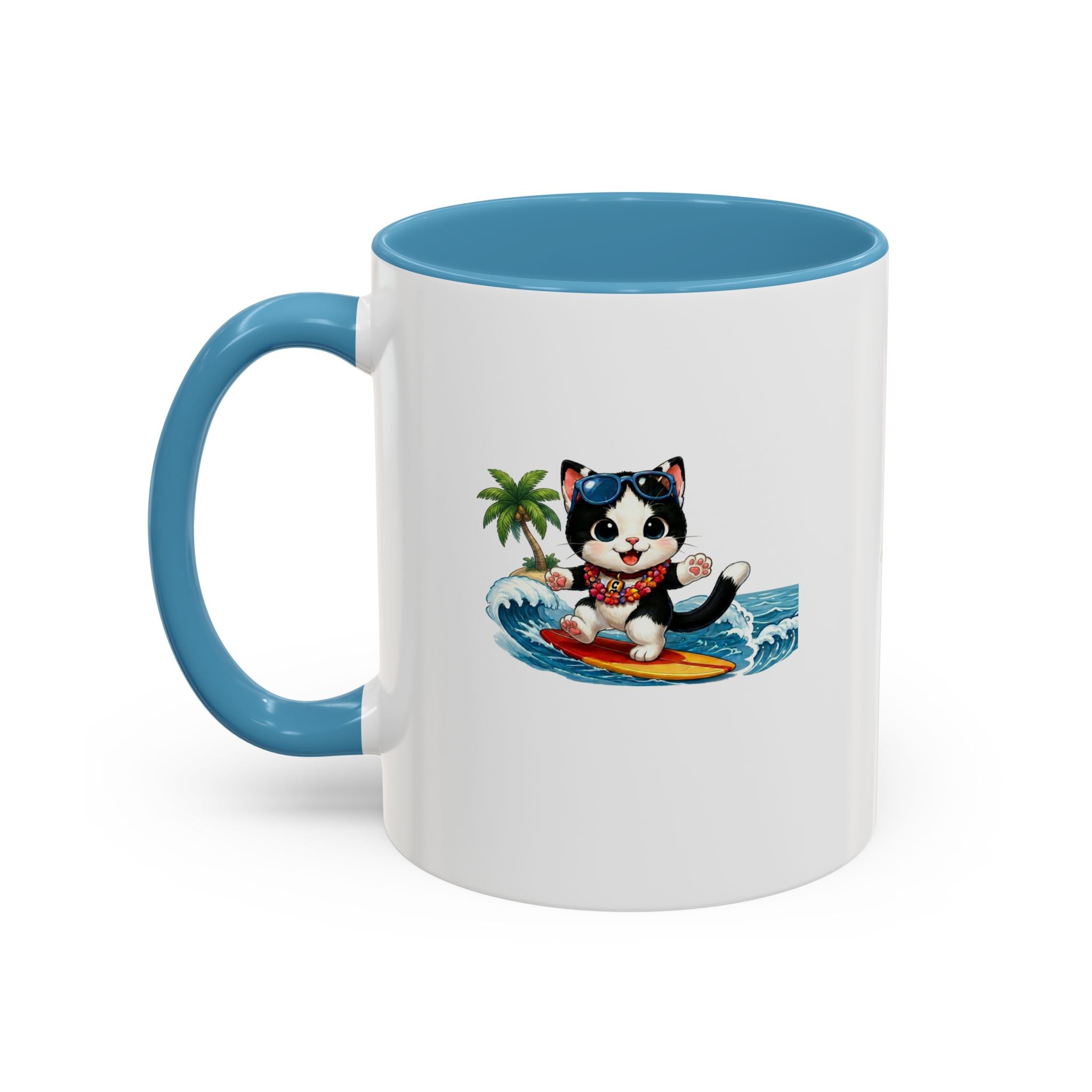 Surfing Cat Summer Coffee Mug | Cute Beach Cat Mug | Cowmeow & Co