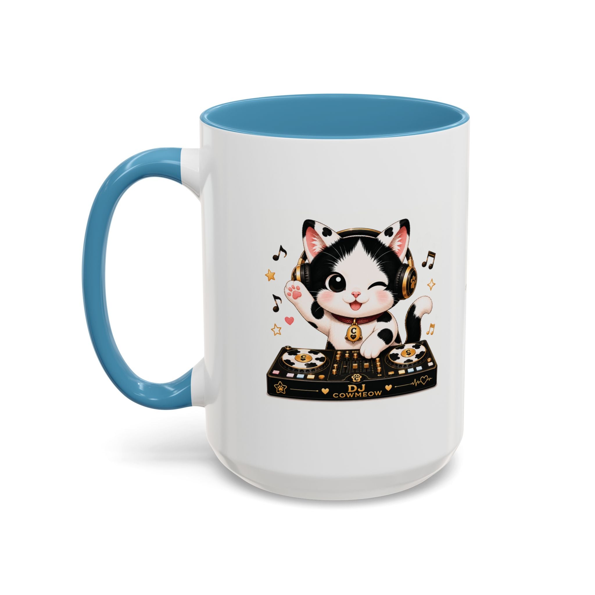 DJ Cat Coffee Mug | Funny Tuxedo Cat Gift | Cowmeow & Co