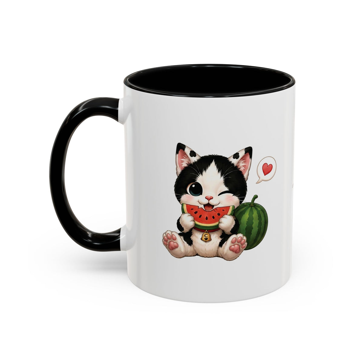 Watermelon Cat Mug | Cute Tuxedo Cat Coffee Mug | Cowmeow