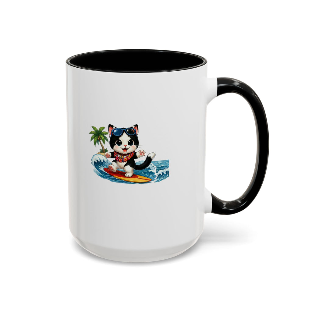 Surfing Cat Summer Coffee Mug | Cute Beach Cat Mug | Cowmeow & Co