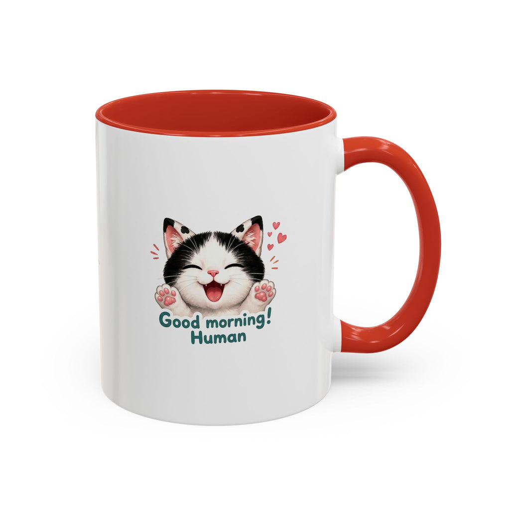 Good Morning, Human! —  Cute Tuxedo Cat Coffee Mug, Cowmeow & Co