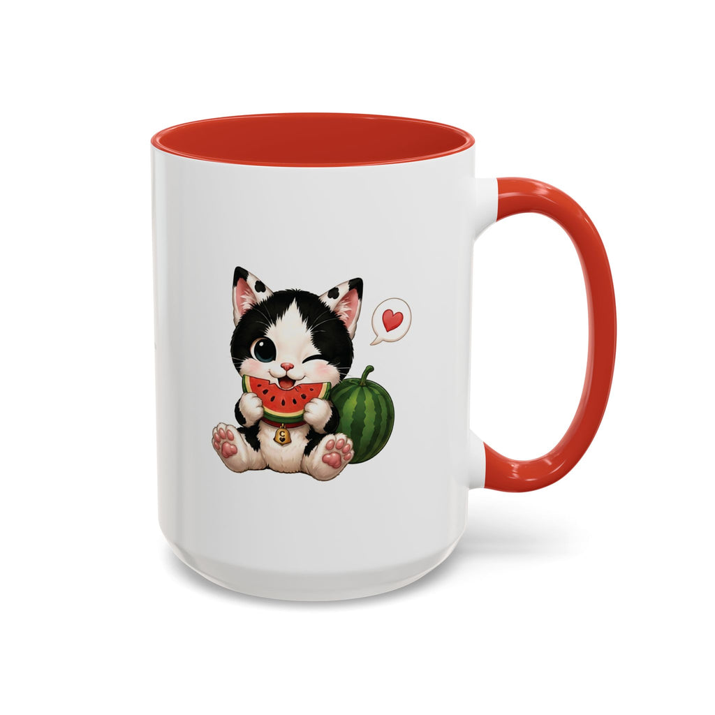 Watermelon Cat Mug | Cute Tuxedo Cat Coffee Mug | Cowmeow