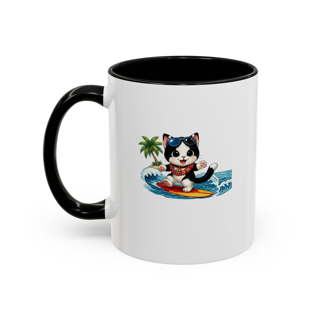 Surfing Cat Summer Coffee Mug | Cute Beach Cat Mug | Cowmeow & Co