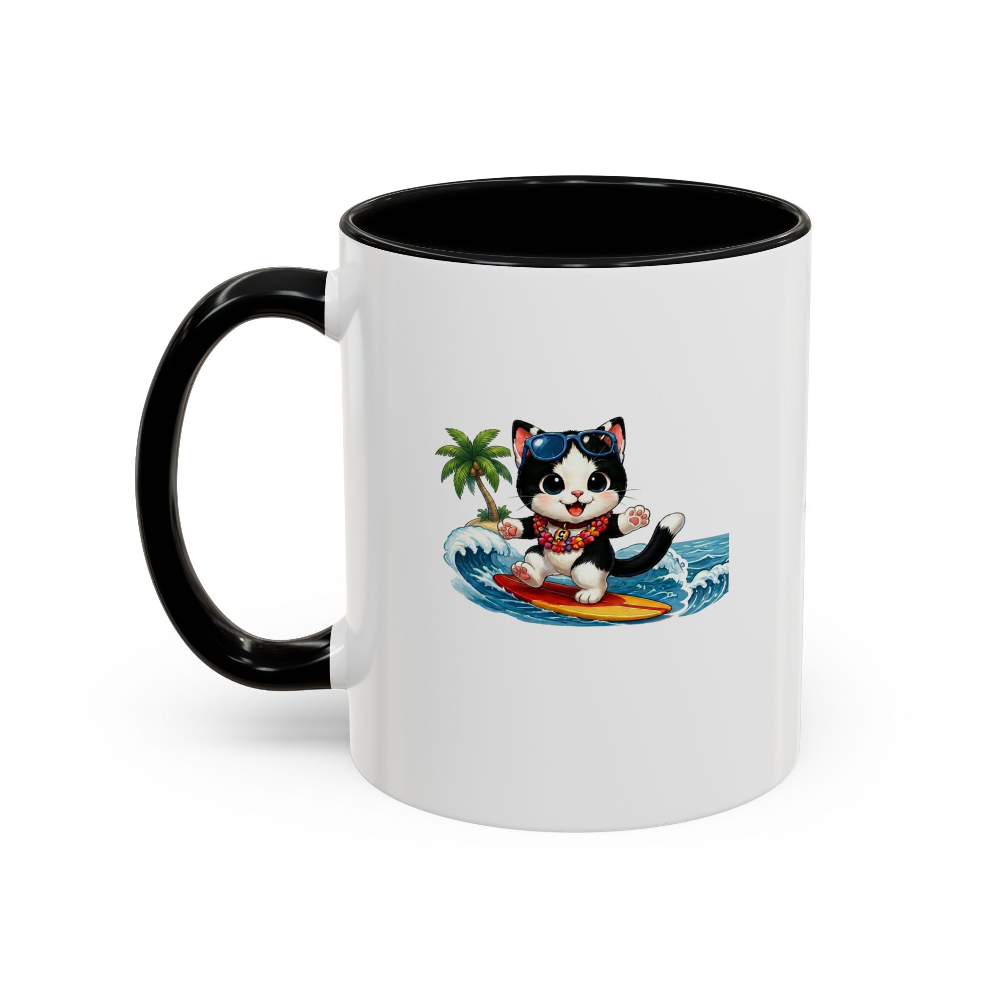 Surfing Cat Summer Coffee Mug | Cute Beach Cat Mug | Cowmeow & Co