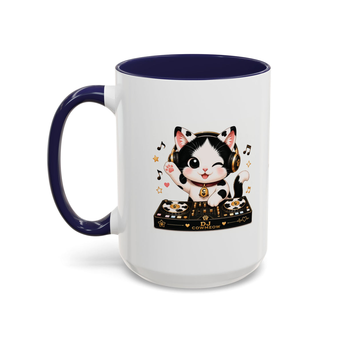 DJ Cat Coffee Mug | Funny Tuxedo Cat Gift | Cowmeow & Co