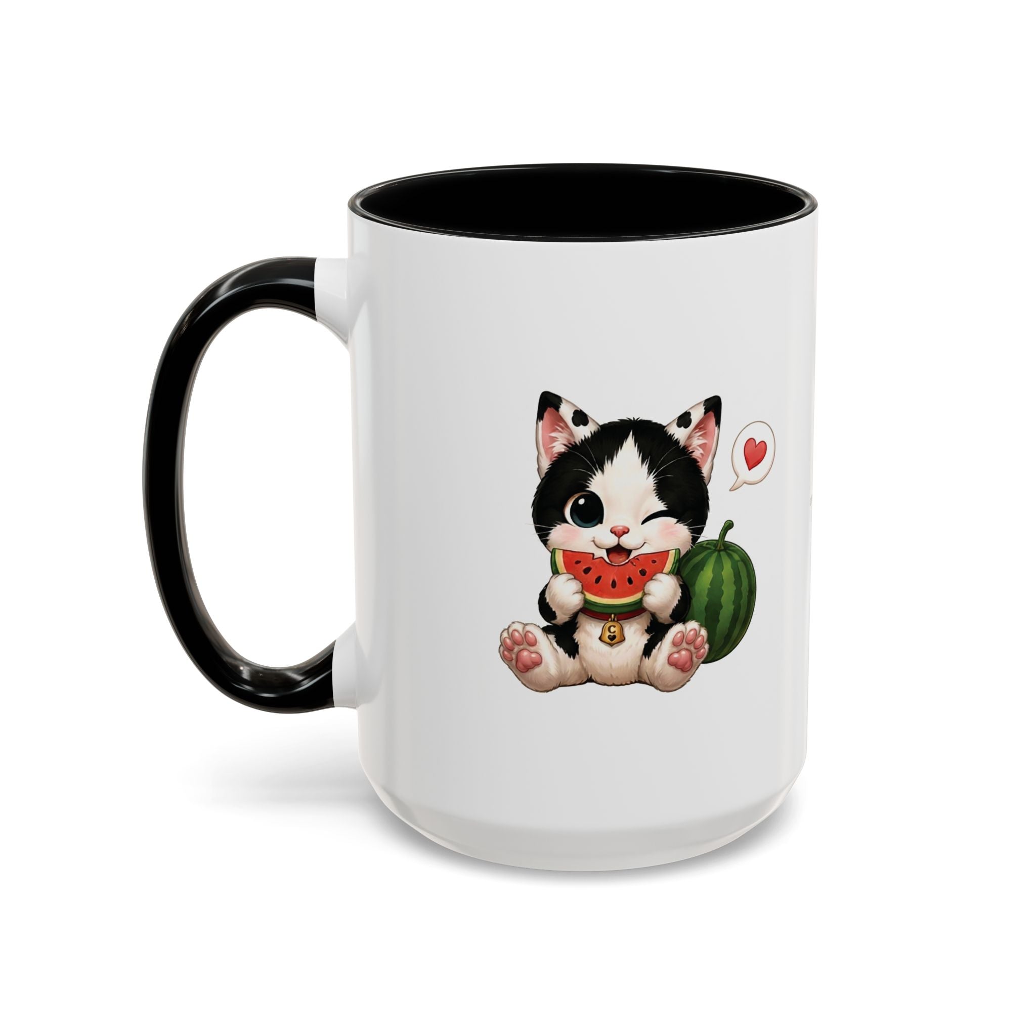 Watermelon Cat Mug | Cute Tuxedo Cat Coffee Mug | Cowmeow