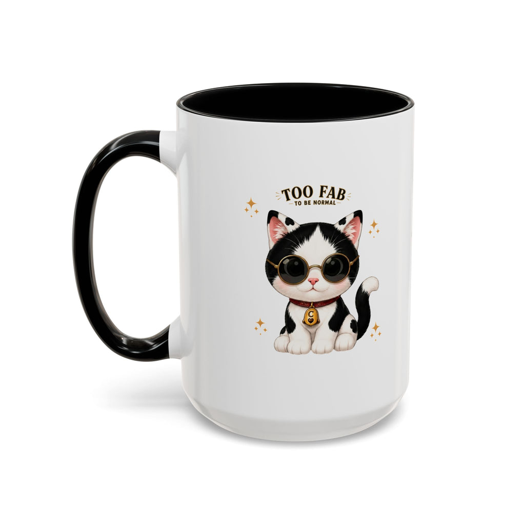 "Too Fab to be Normal Cat Mug | Funny Tuxedo Cat Coffee Mug | Cowmeow & Co"