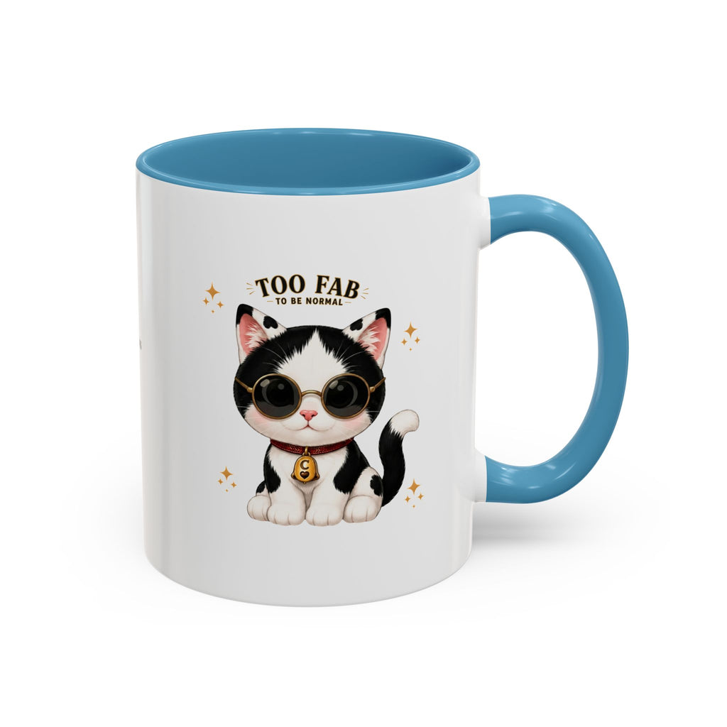 "Too Fab to be Normal Cat Mug | Funny Tuxedo Cat Coffee Mug | Cowmeow & Co"