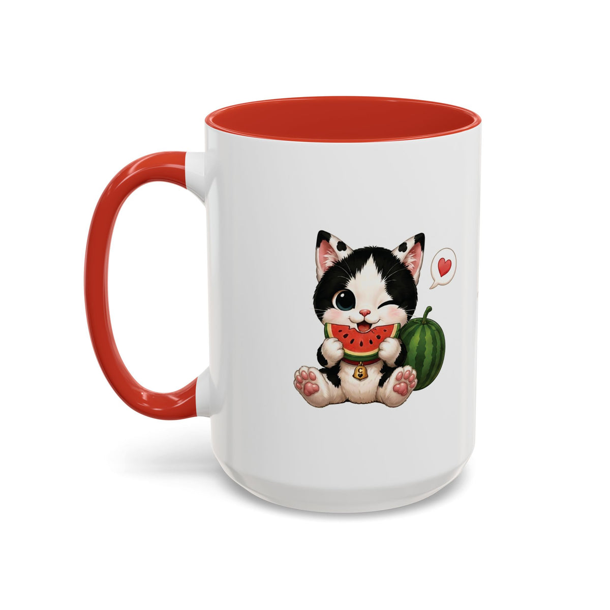 Watermelon Cat Mug | Cute Tuxedo Cat Coffee Mug | Cowmeow
