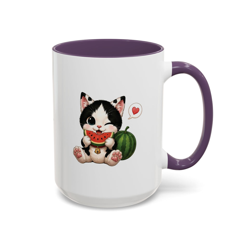 Watermelon Cat Mug | Cute Tuxedo Cat Coffee Mug | Cowmeow