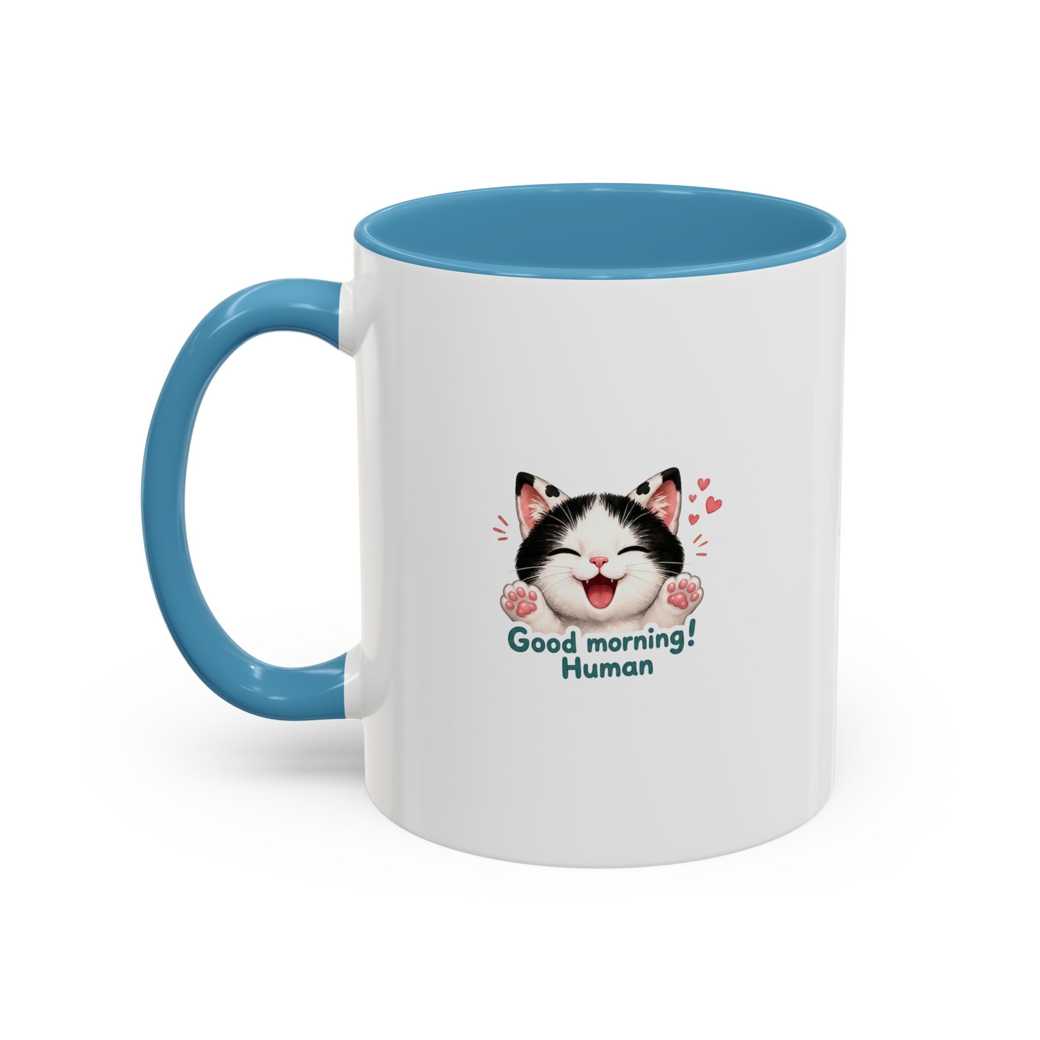 Good Morning, Human! —  Cute Tuxedo Cat Coffee Mug, Cowmeow & Co